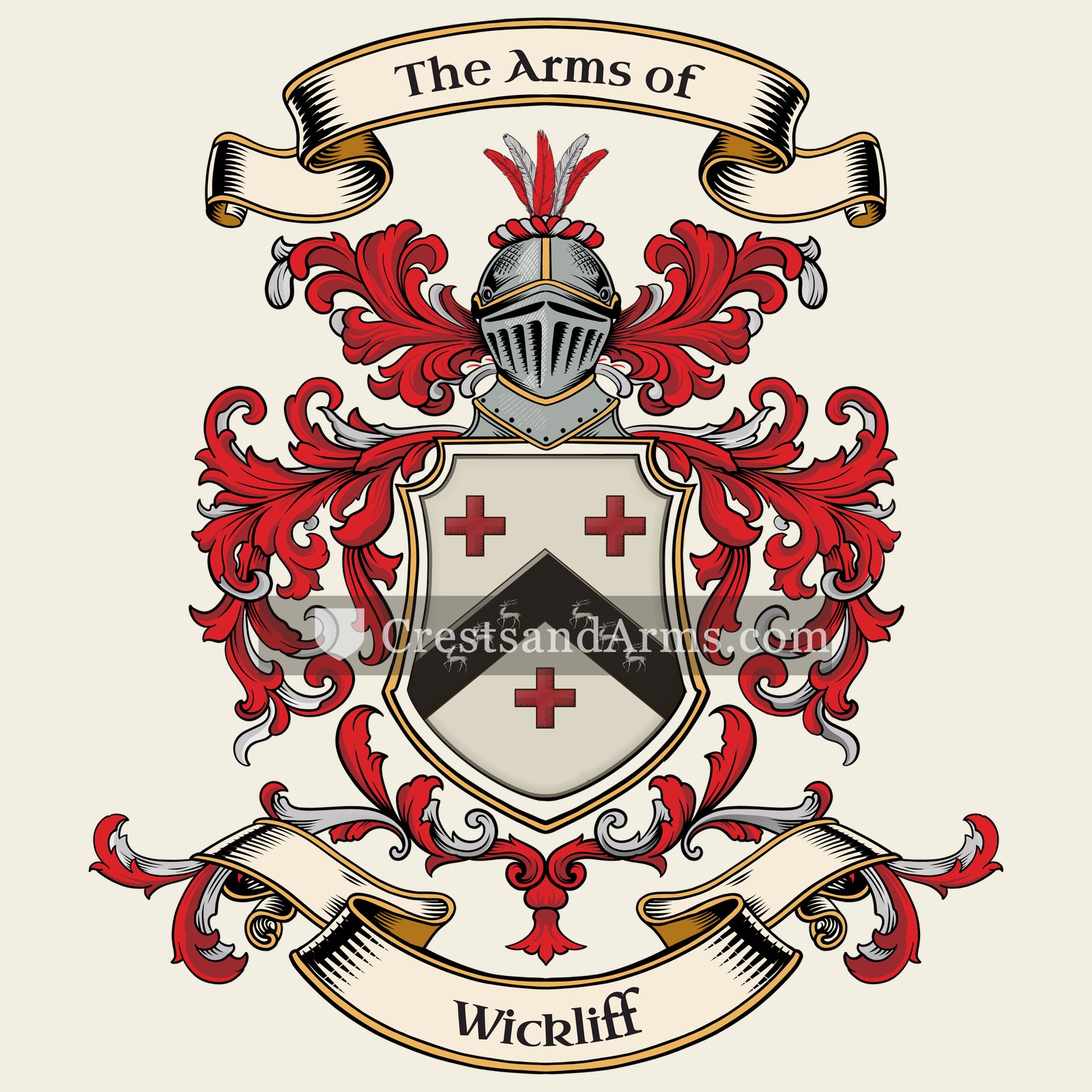 The Wickliff coat of arms, drawn from the recorded blazon