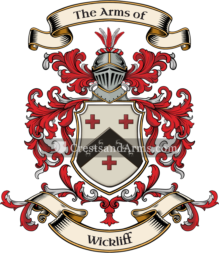 The Wickliff coat of arms, drawn from the recorded blazon