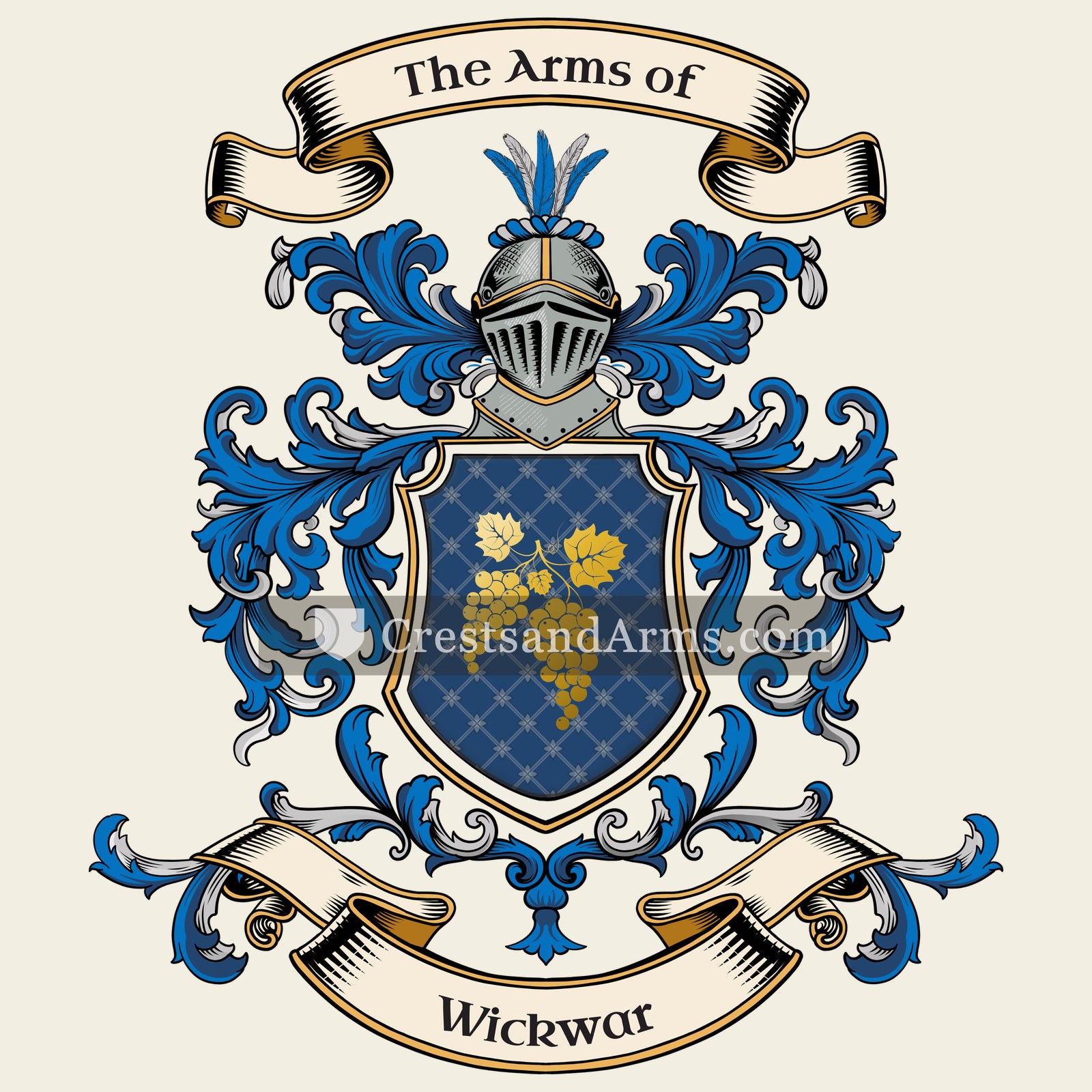 The Wickwar coat of arms, drawn from the recorded blazon