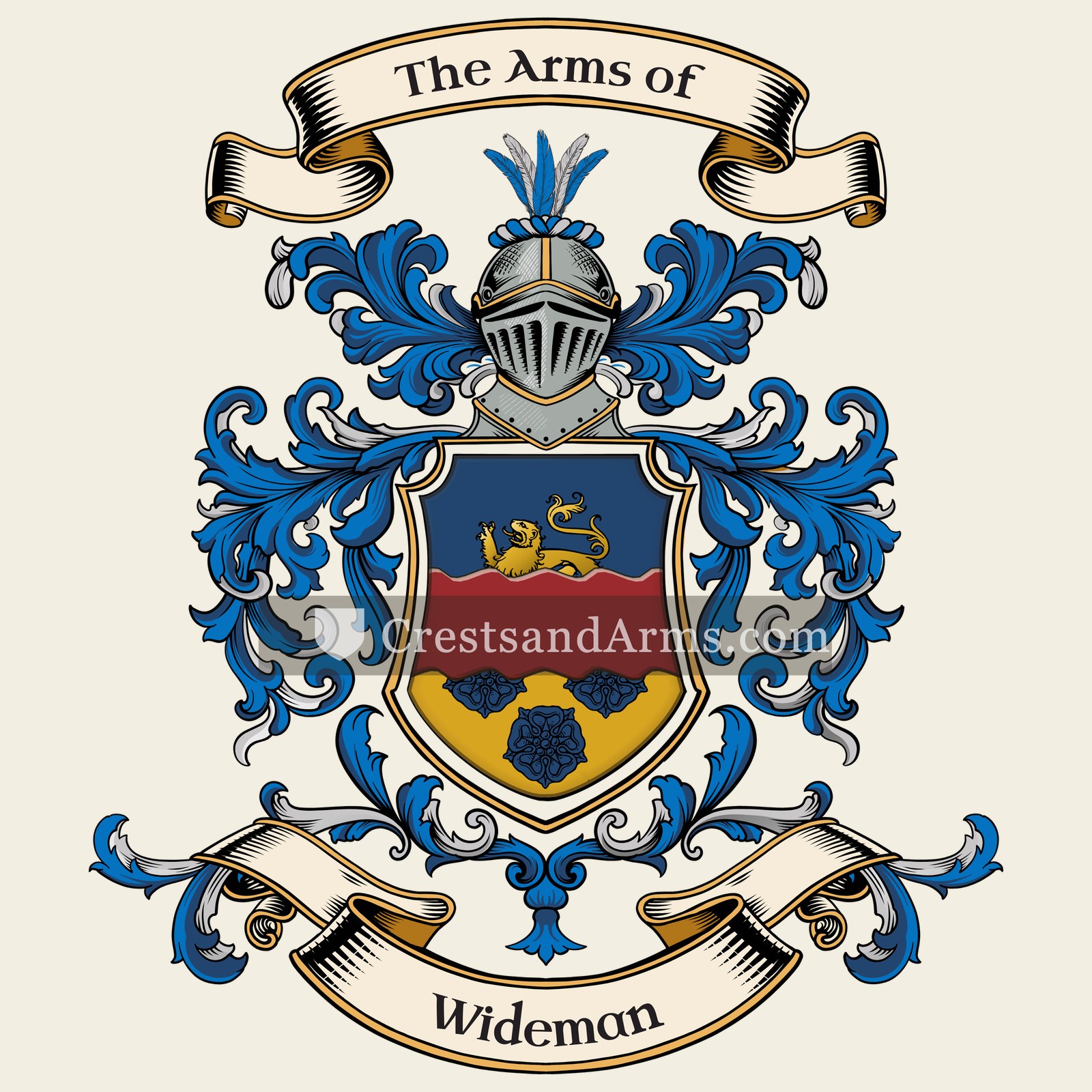 The Wideman coat of arms, drawn from the recorded blazon