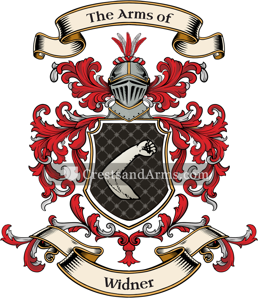 The Widner coat of arms, drawn from the recorded blazon