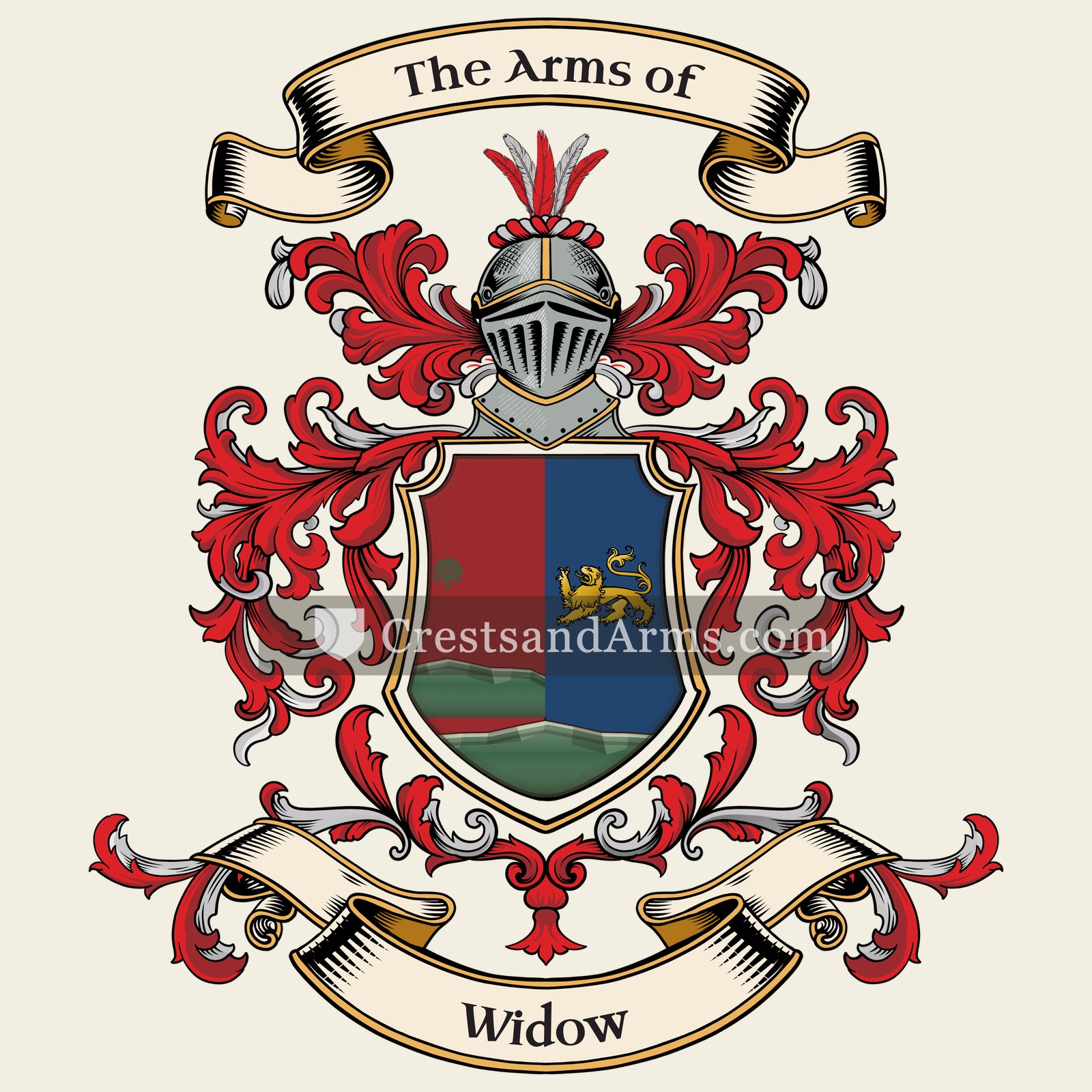 The Widow coat of arms, drawn from the recorded blazon