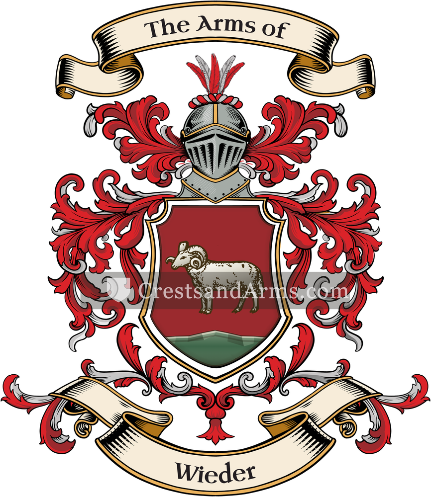 The Wieder coat of arms, drawn from the recorded blazon