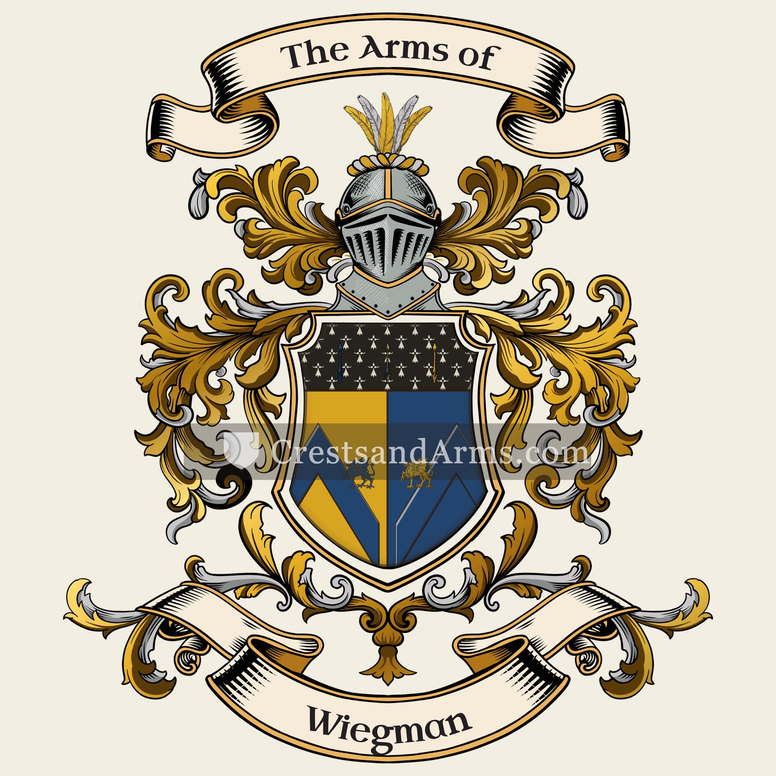 The Wiegman coat of arms, drawn from the recorded blazon