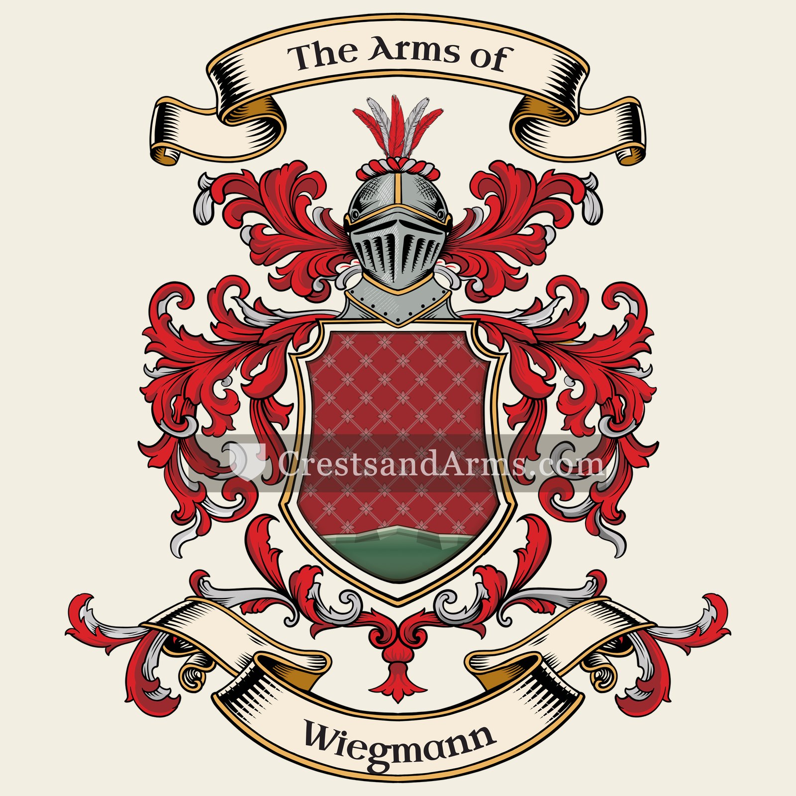 The Wiegmann coat of arms, drawn from the recorded blazon