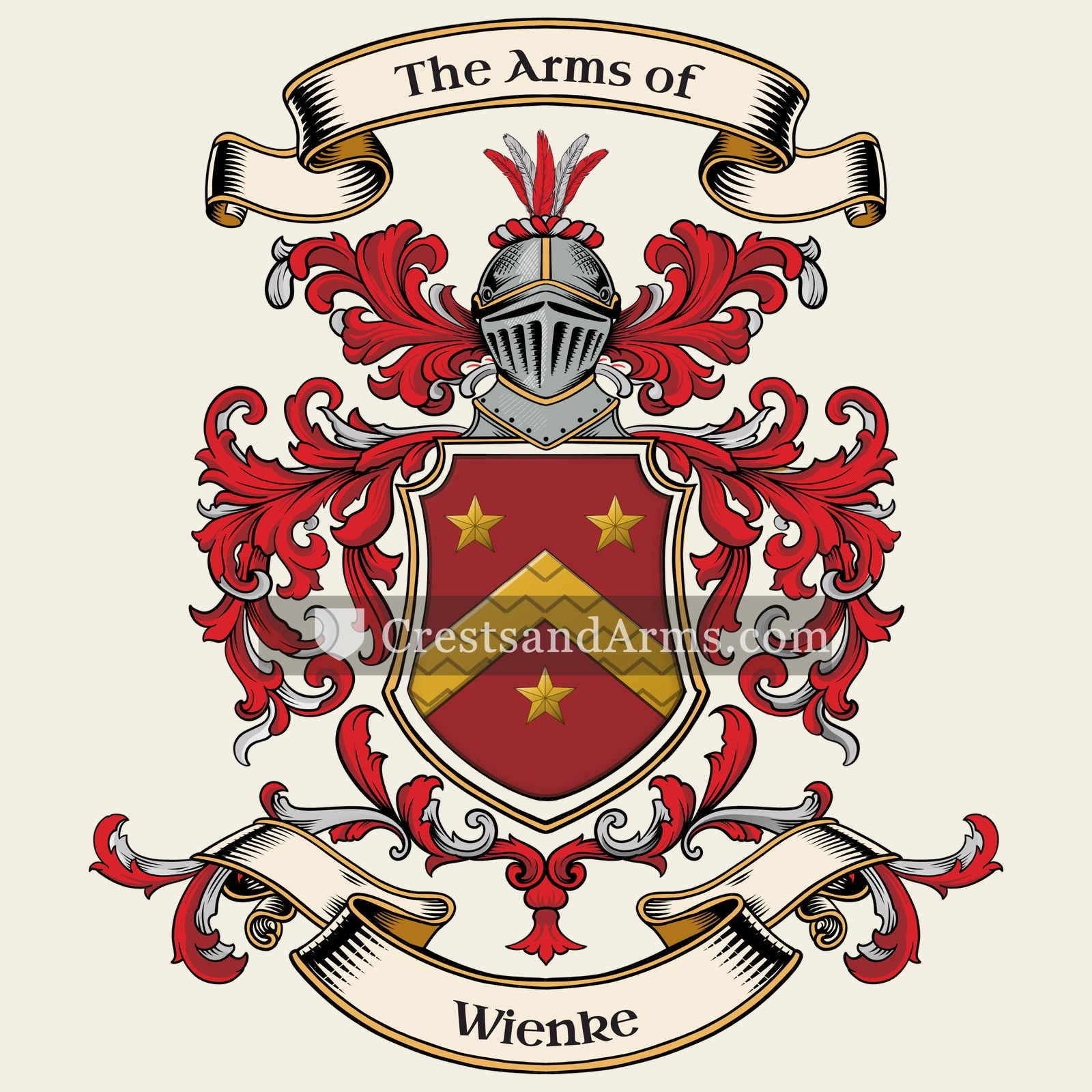 The Wienke coat of arms, drawn from the recorded blazon
