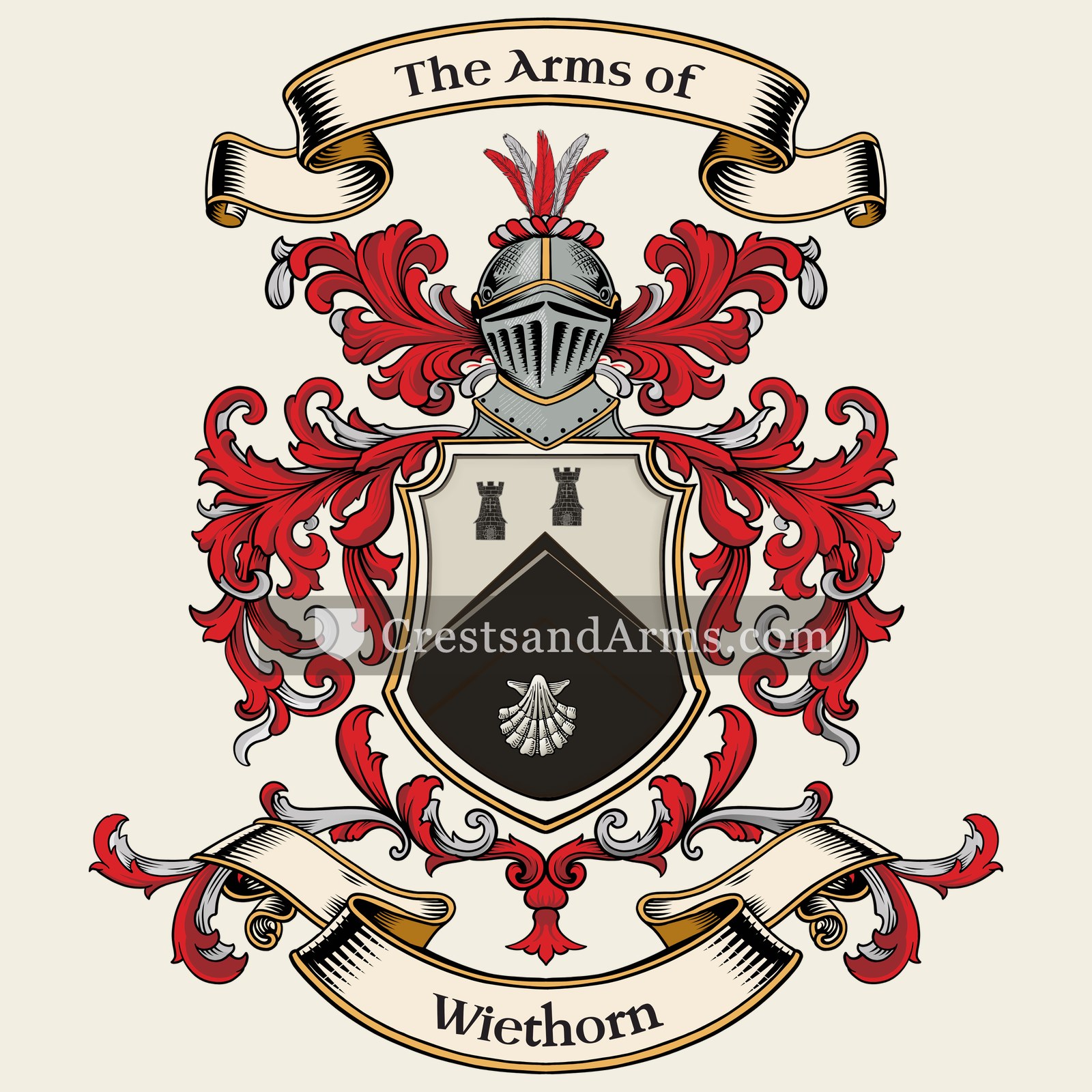 The Wiethorn coat of arms, drawn from the recorded blazon