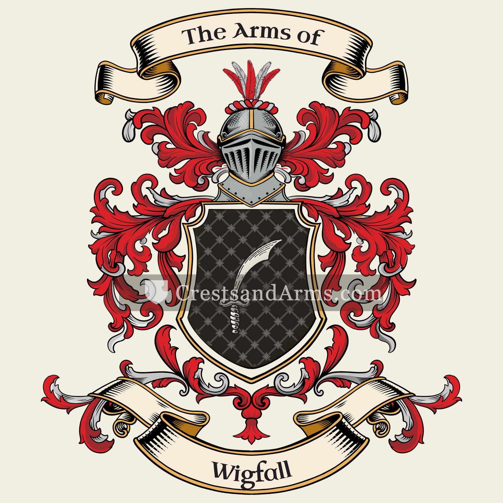 The Wigfall coat of arms, drawn from the recorded blazon