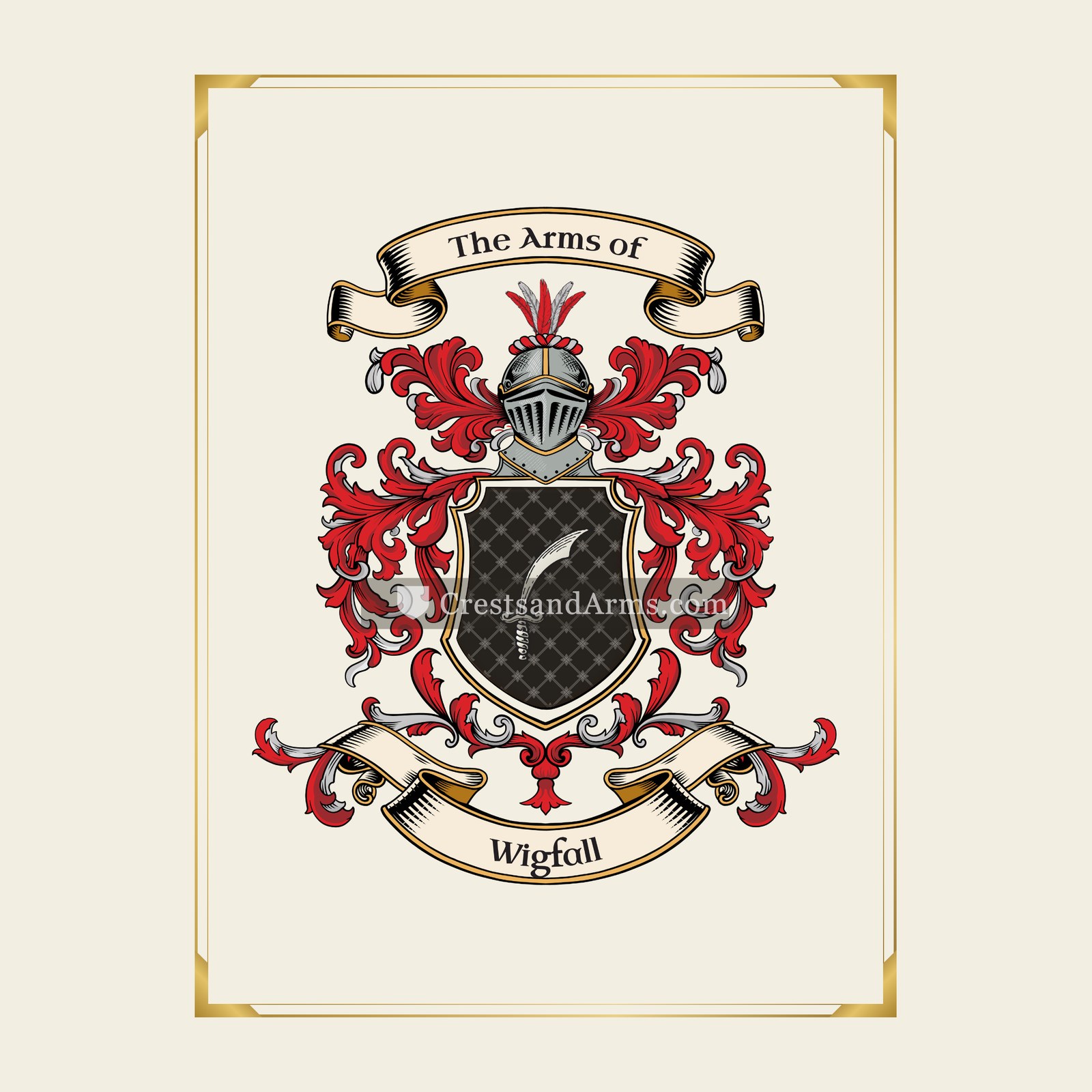 With gold border