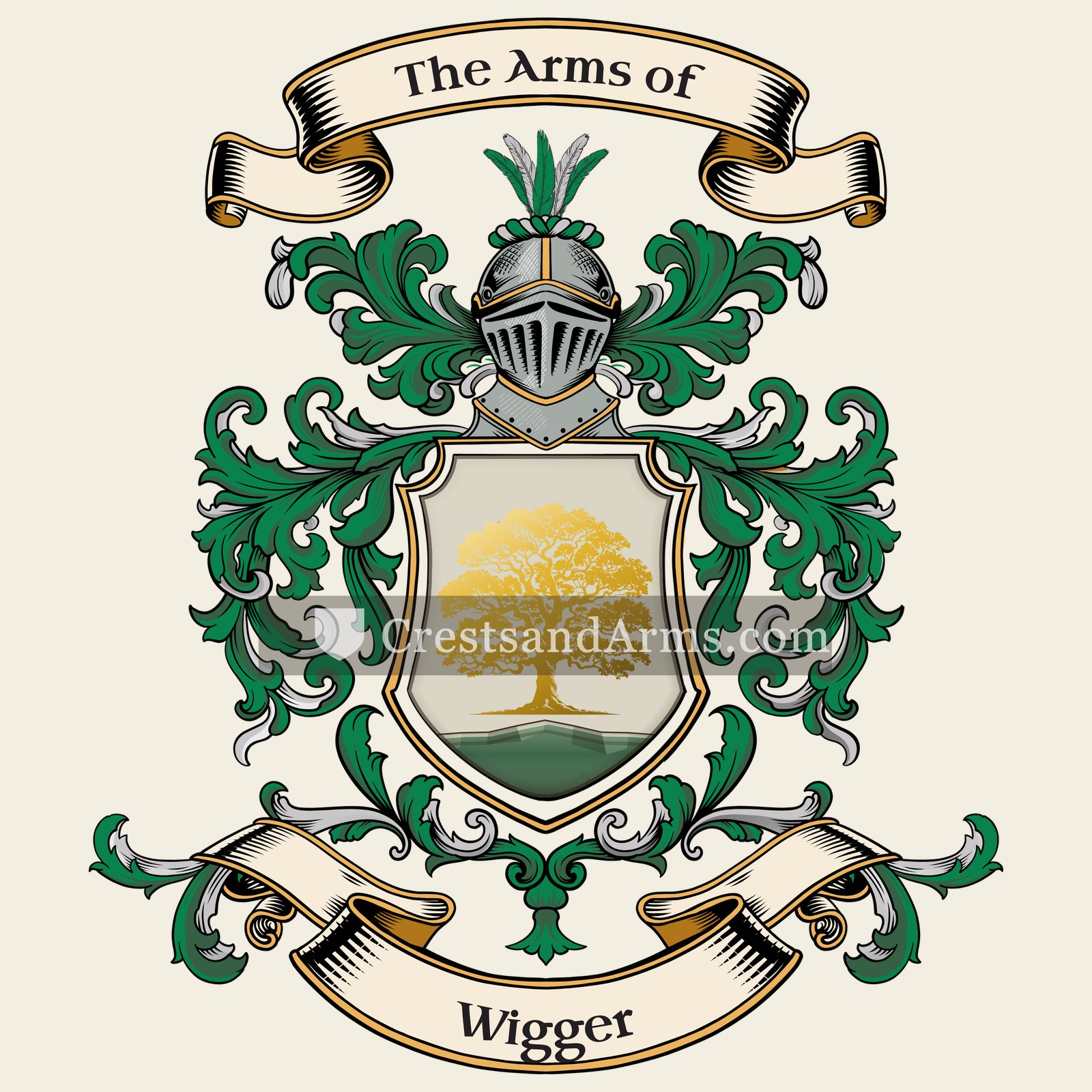 The Wigger coat of arms, drawn from the recorded blazon