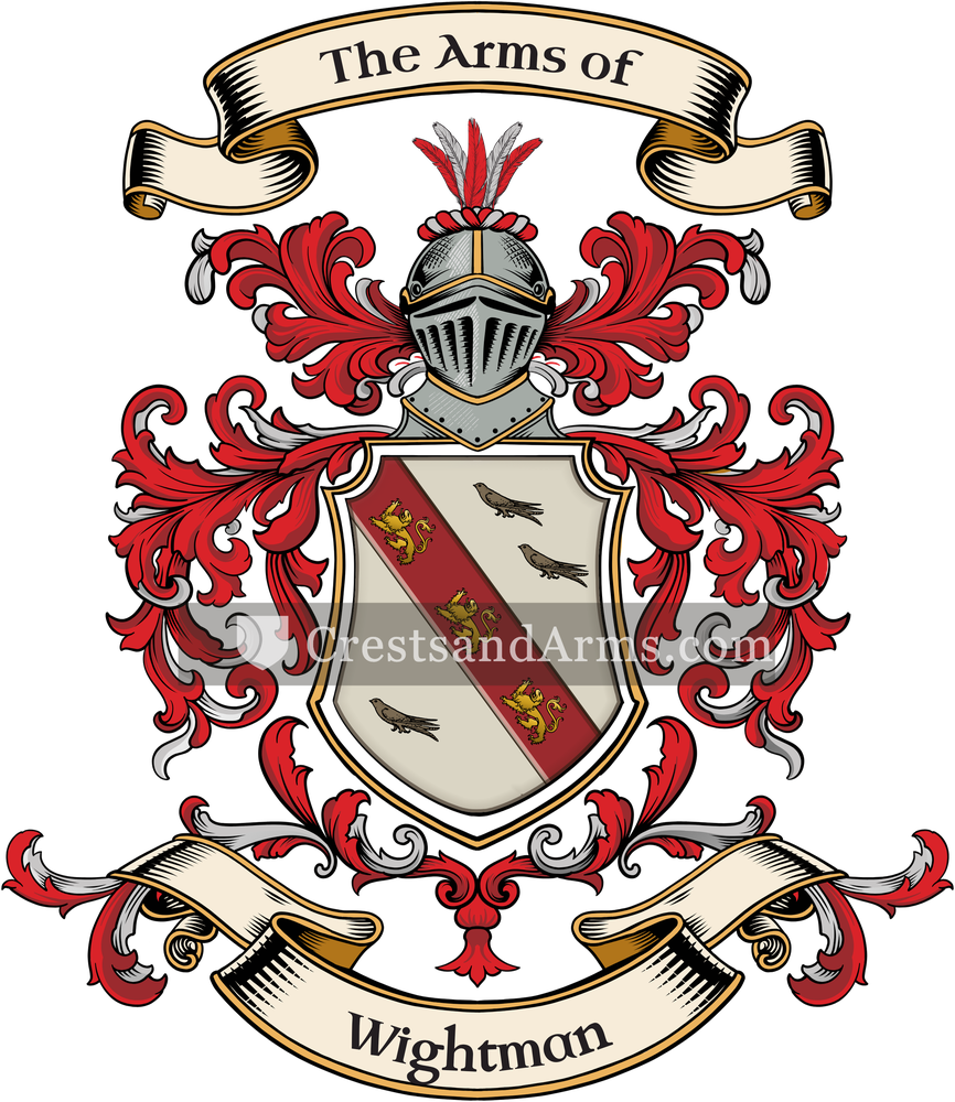 The Wightman coat of arms, drawn from the recorded blazon