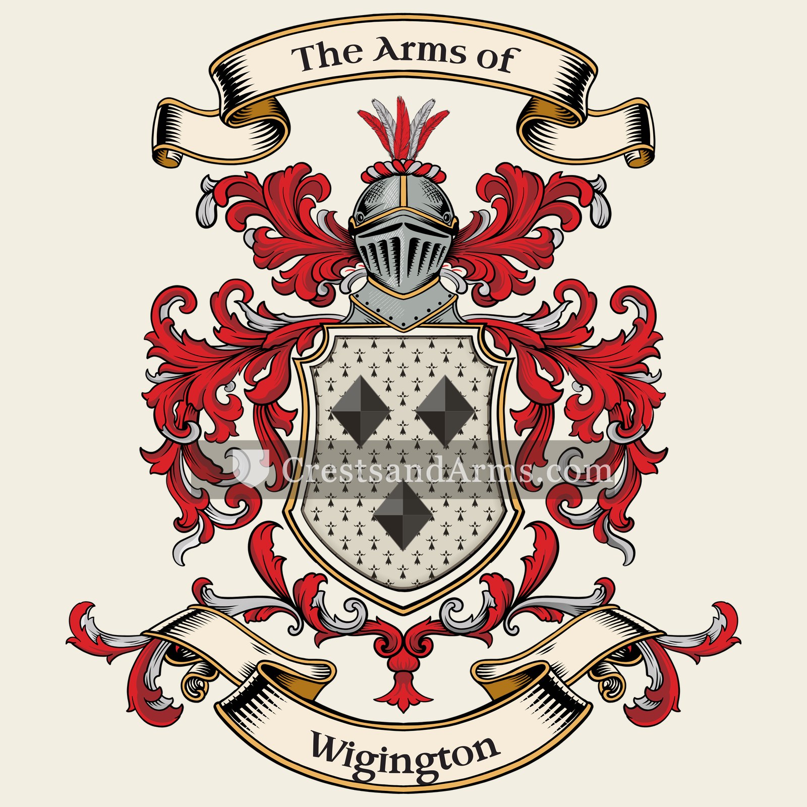 The Wigington coat of arms, drawn from the recorded blazon