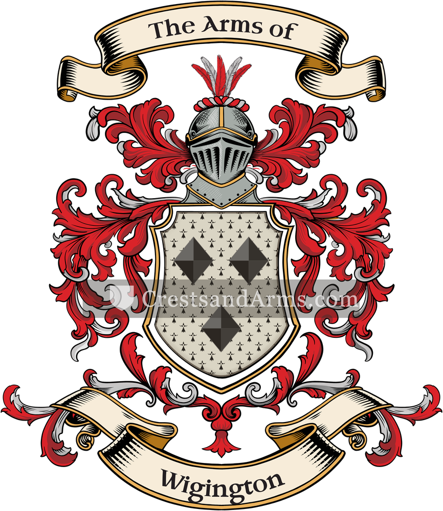 The Wigington coat of arms, drawn from the recorded blazon