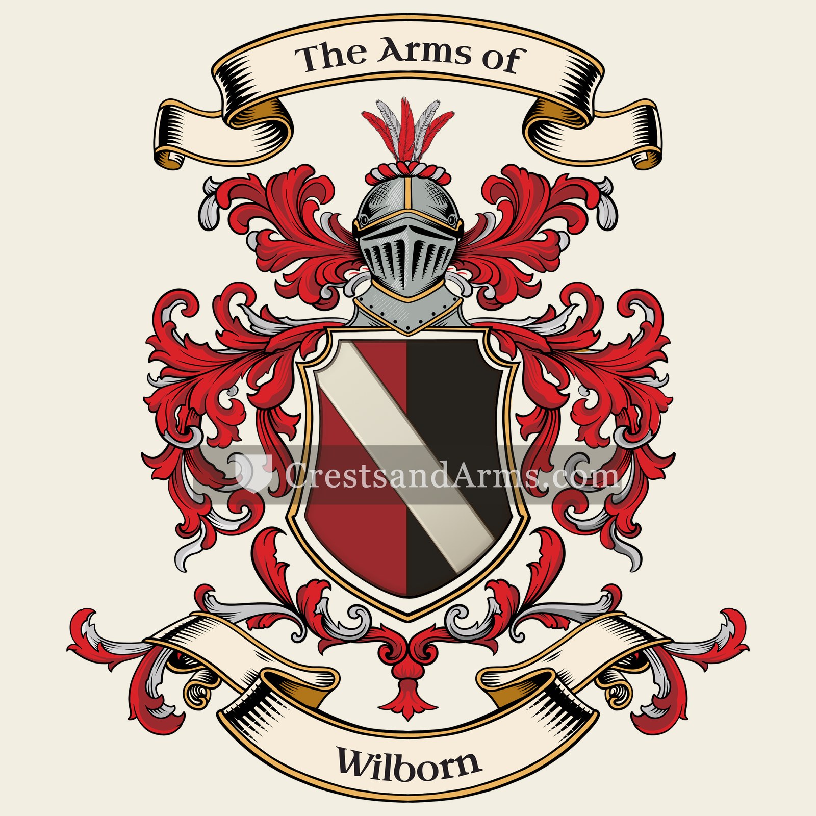The Wilborn coat of arms, drawn from the recorded blazon