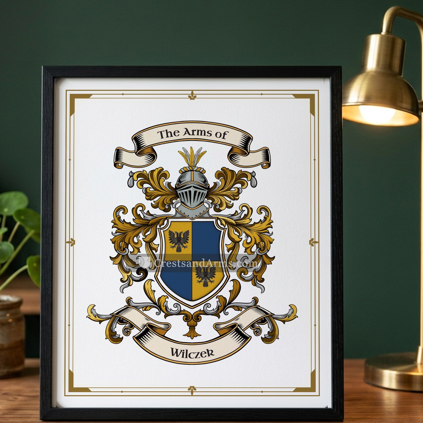 The Wilczek coat of arms on the framed print