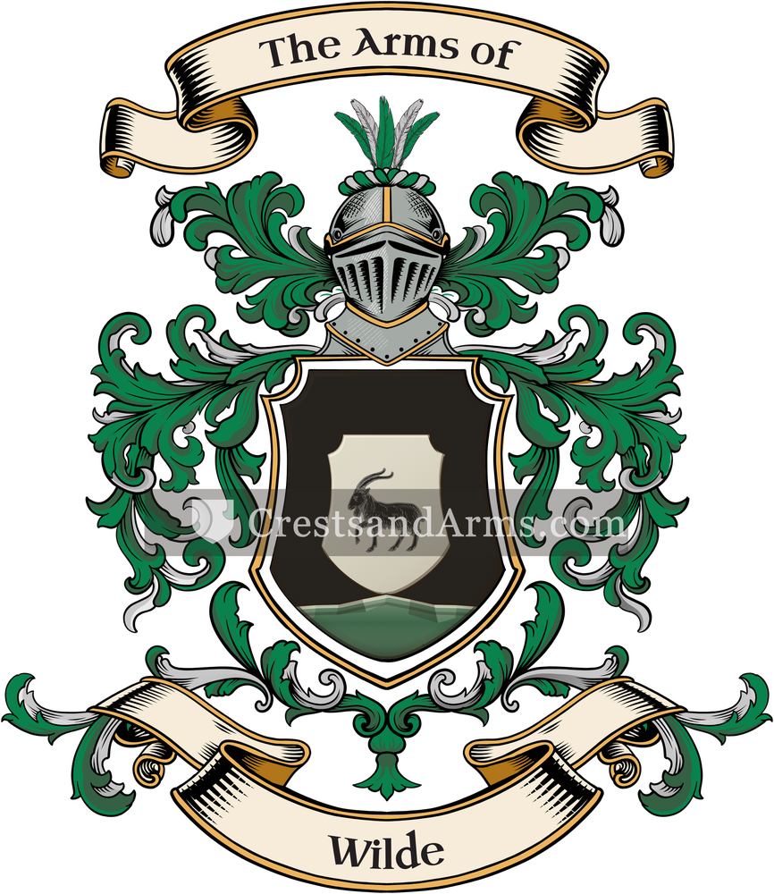 The Wilde coat of arms, drawn from the recorded blazon