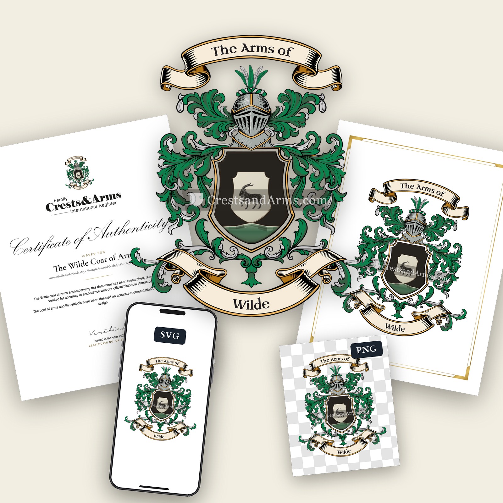 The Wilde arms on the coat of arms — digital pack