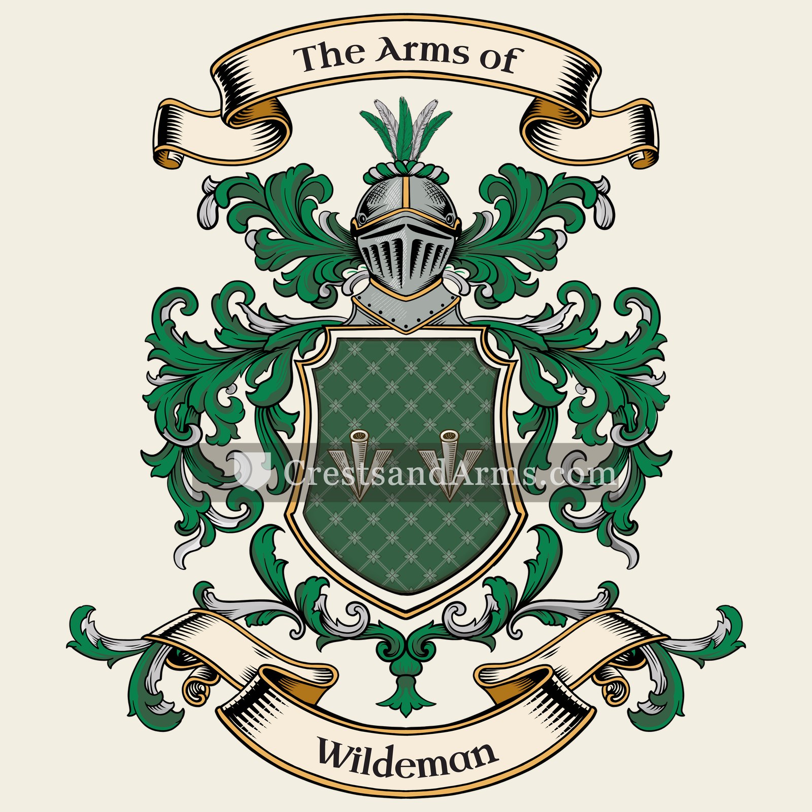 The Wildeman coat of arms, drawn from the recorded blazon