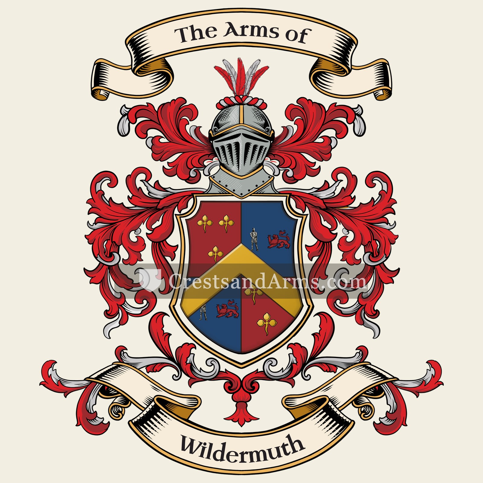 The Wildermuth coat of arms, drawn from the recorded blazon