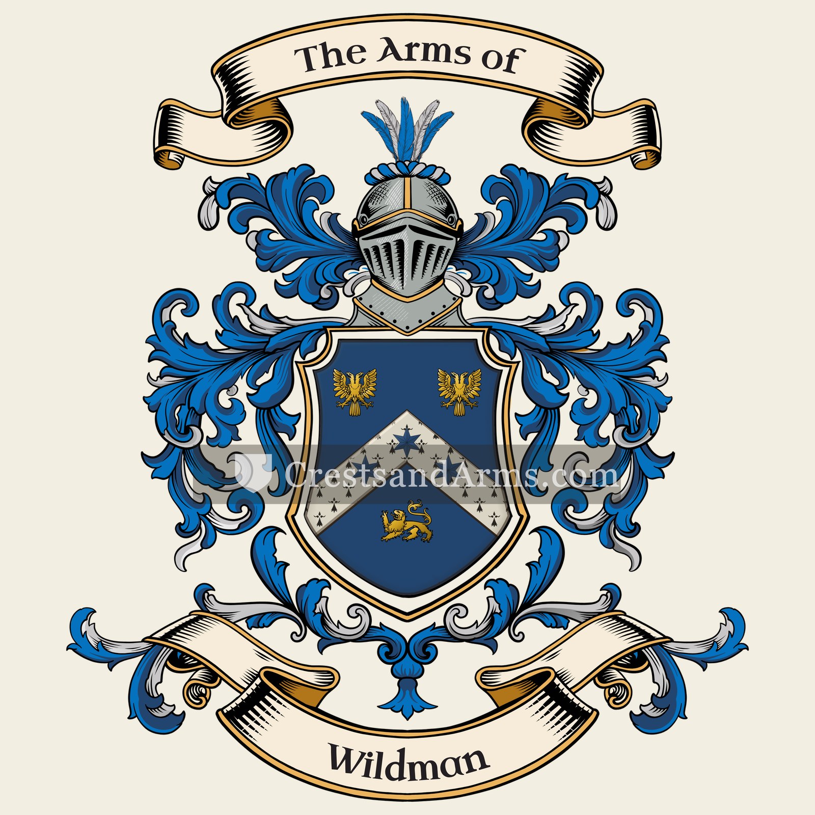 The Wildman coat of arms, drawn from the recorded blazon