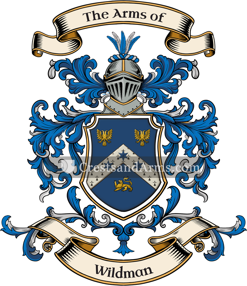 The Wildman coat of arms, drawn from the recorded blazon