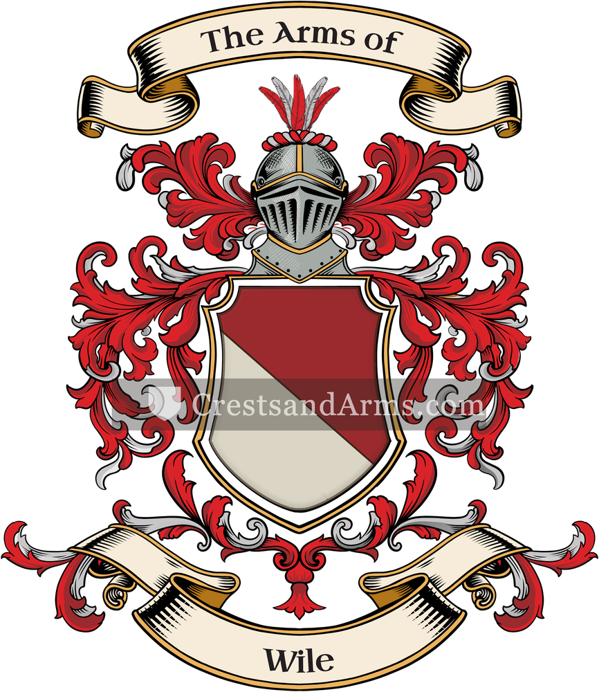 The Wile coat of arms, drawn from the recorded blazon