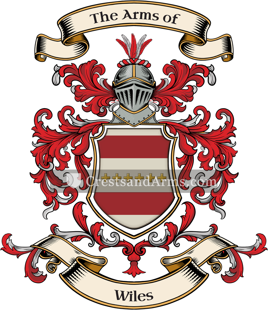 The Wiles coat of arms, drawn from the recorded blazon