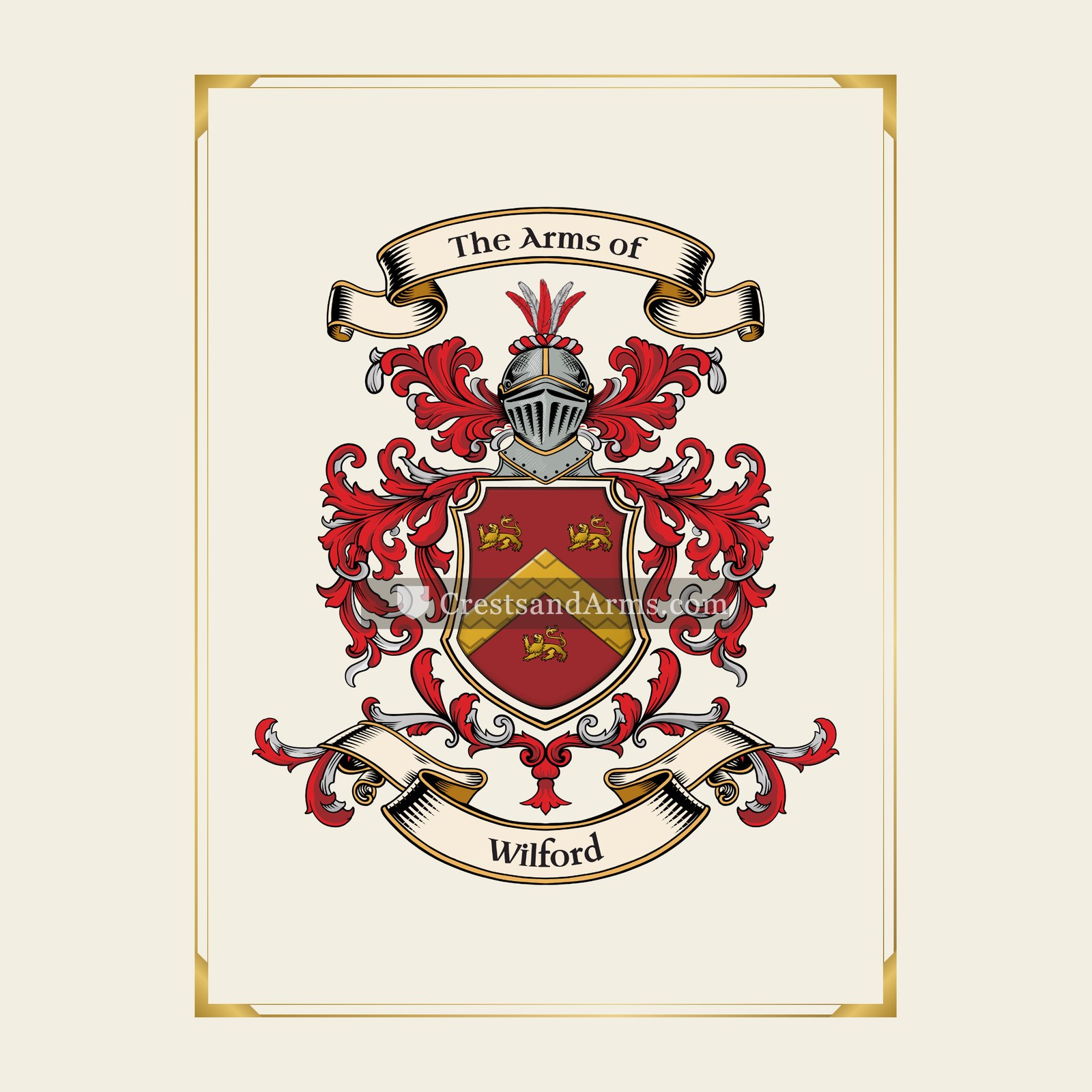 With gold border