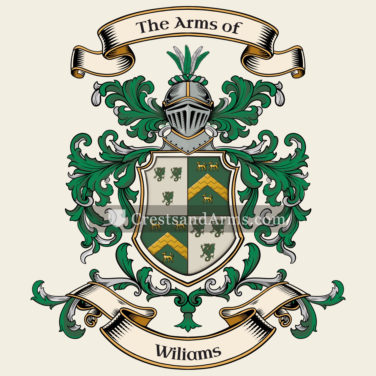 The Wiliams coat of arms, drawn from the recorded blazon