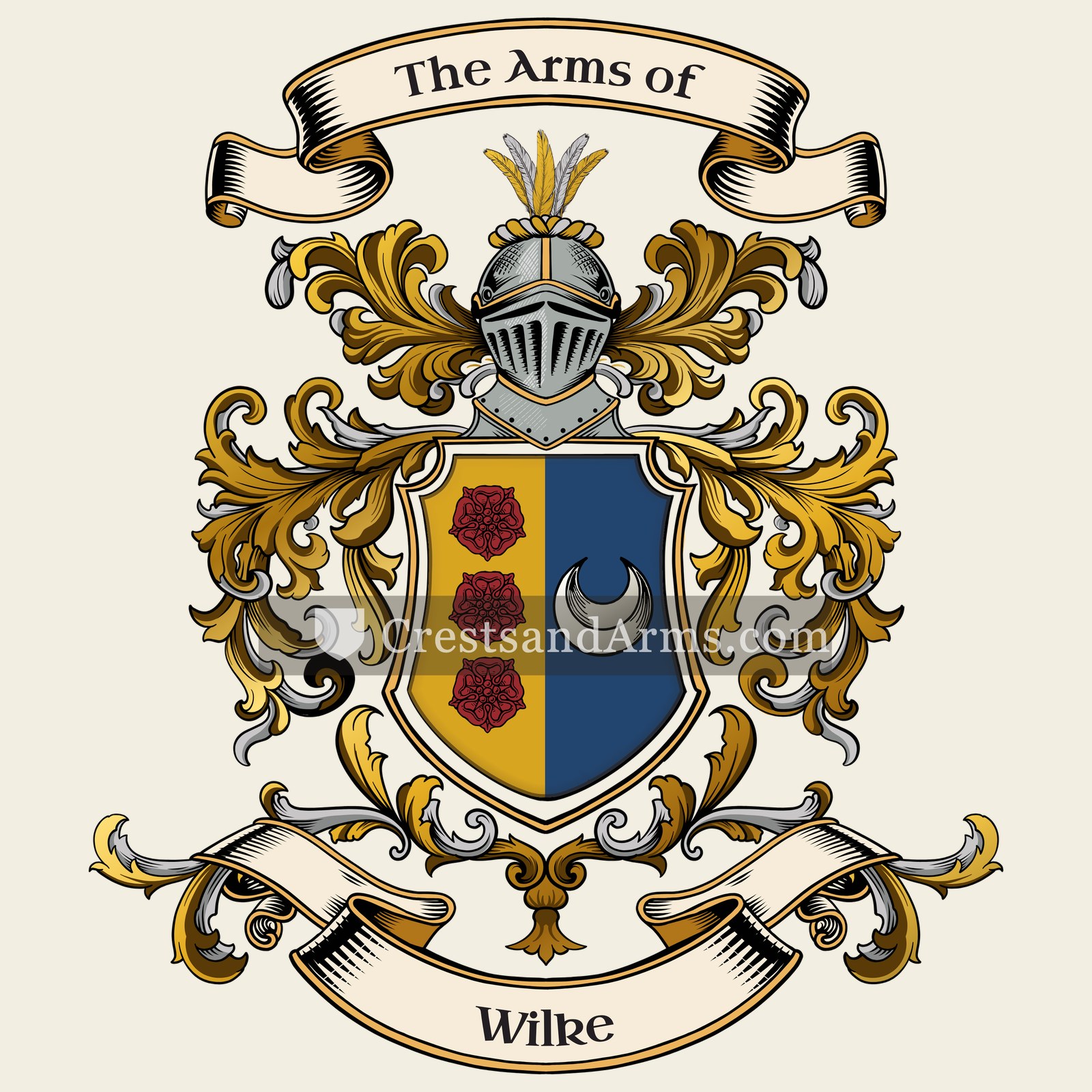 The Wilke coat of arms, drawn from the recorded blazon