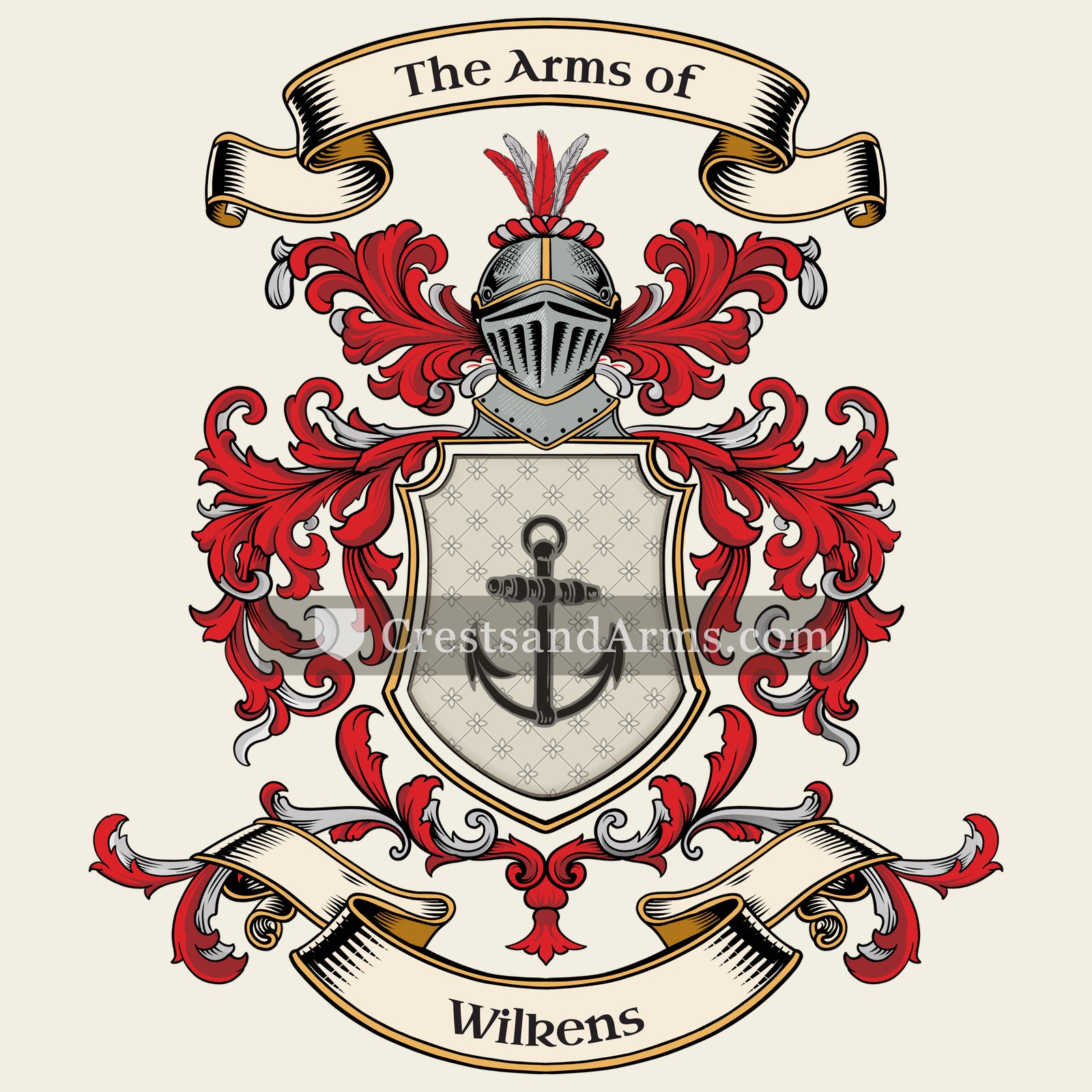 The Wilkens coat of arms, drawn from the recorded blazon