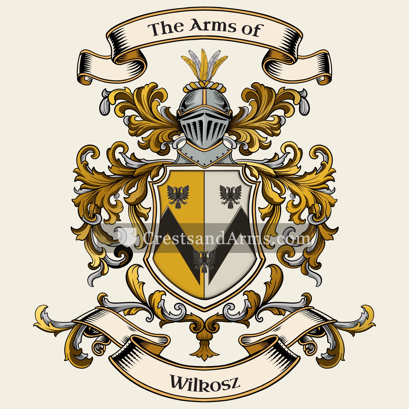 The Wilkosz coat of arms, drawn from the recorded blazon