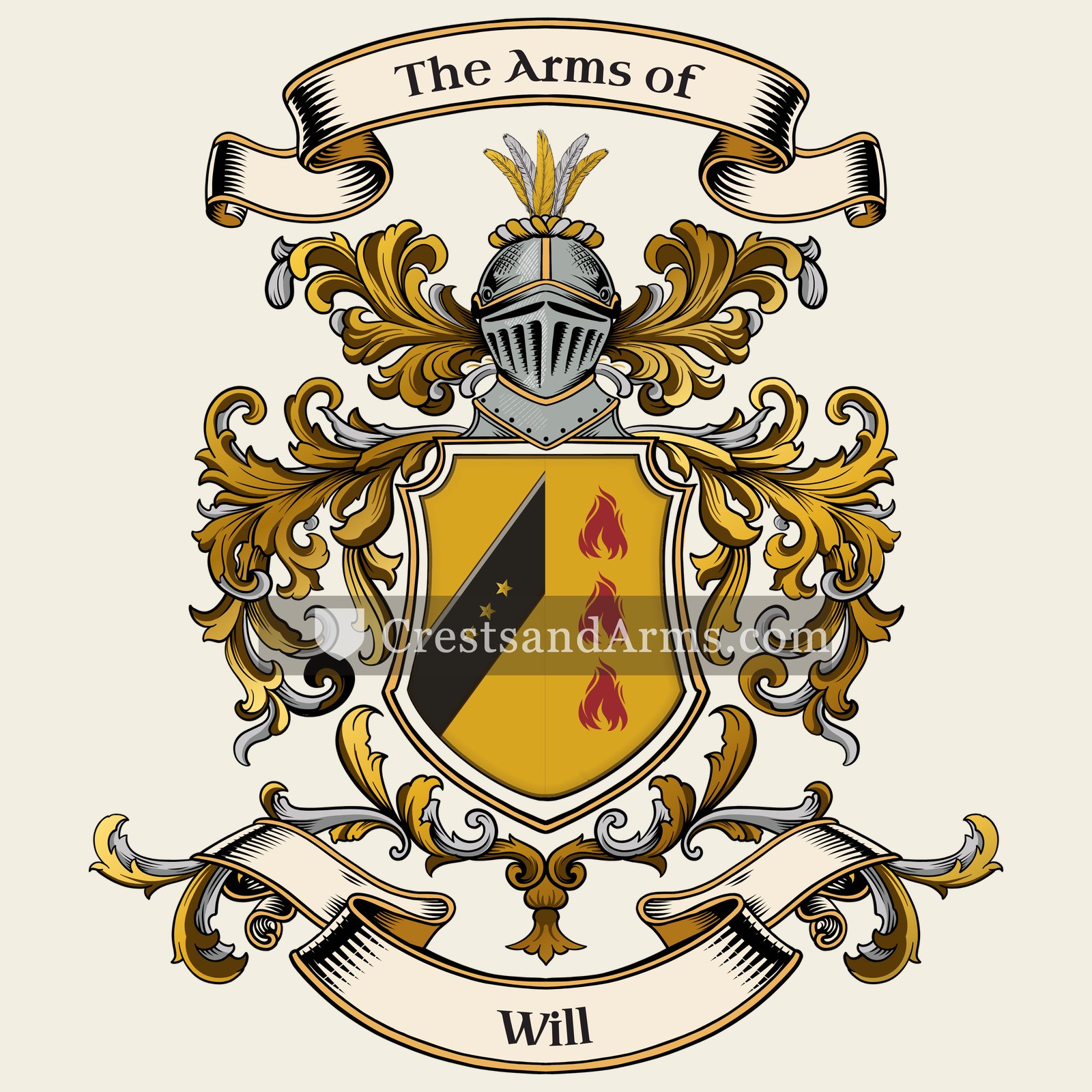 The Will coat of arms, drawn from the recorded blazon