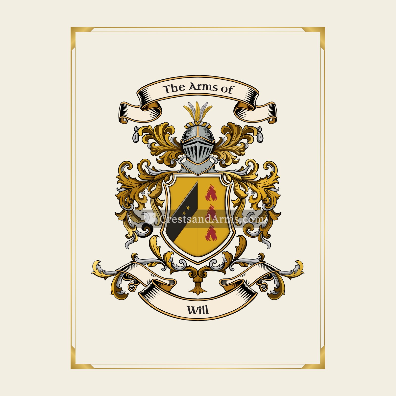 With gold border