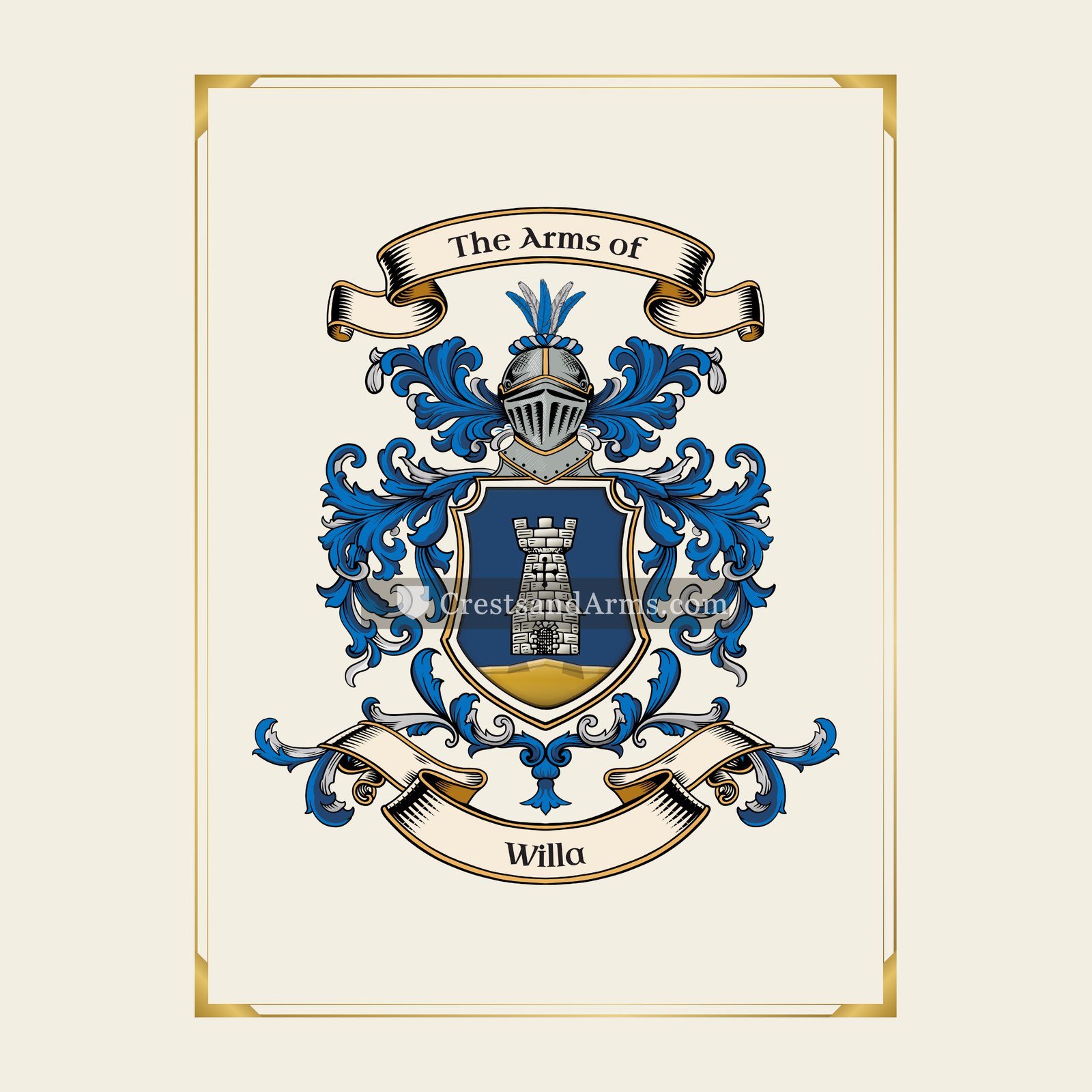 With gold border