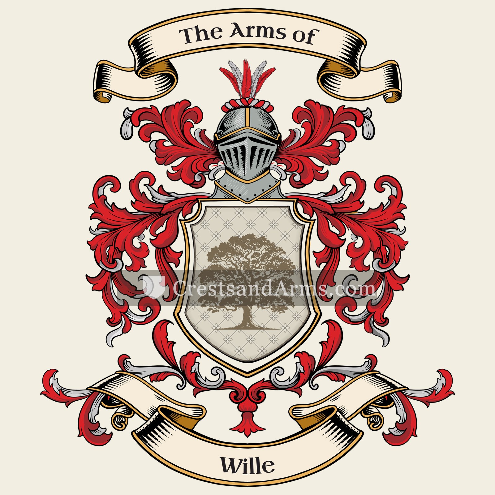The Wille coat of arms, drawn from the recorded blazon