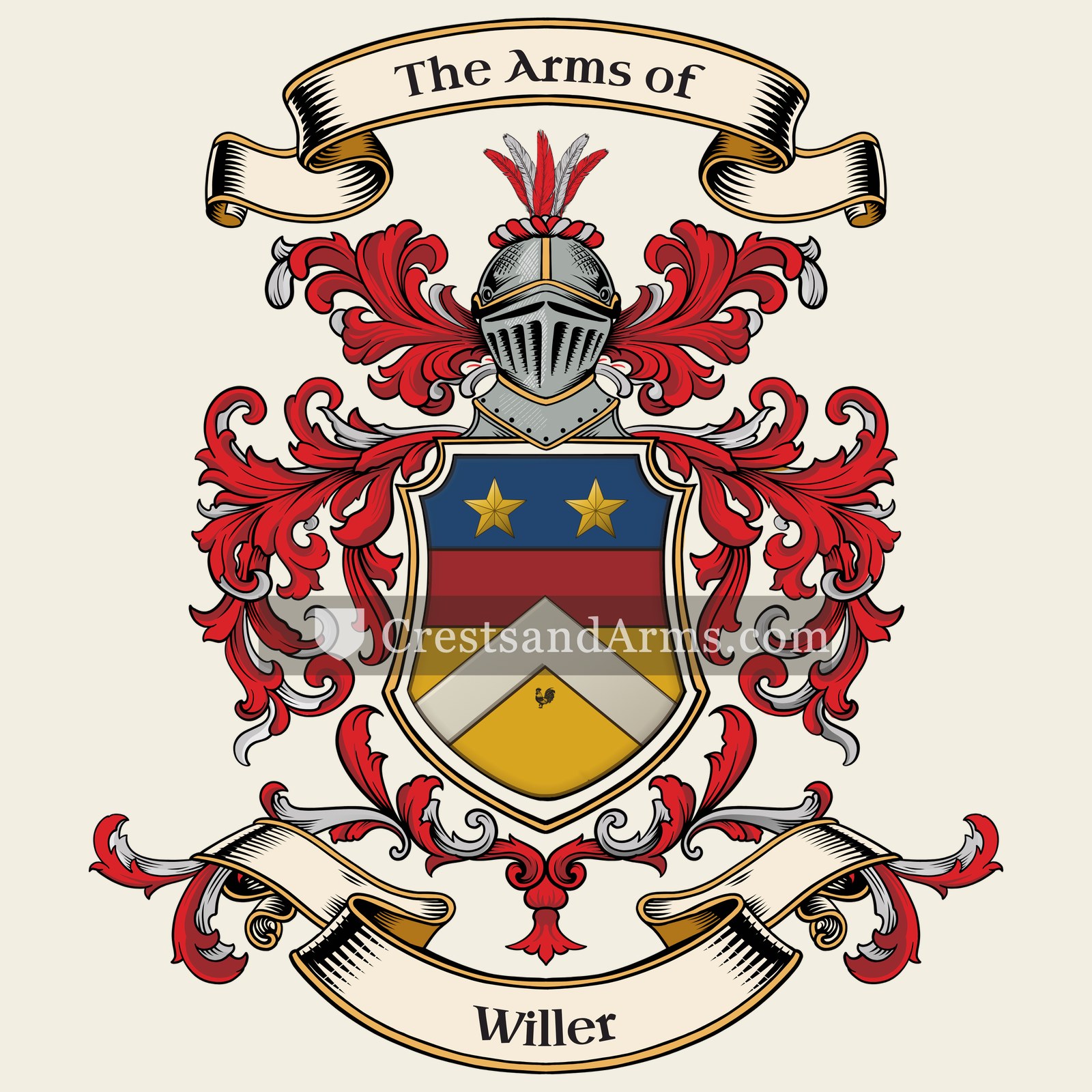 The Willer coat of arms, drawn from the recorded blazon