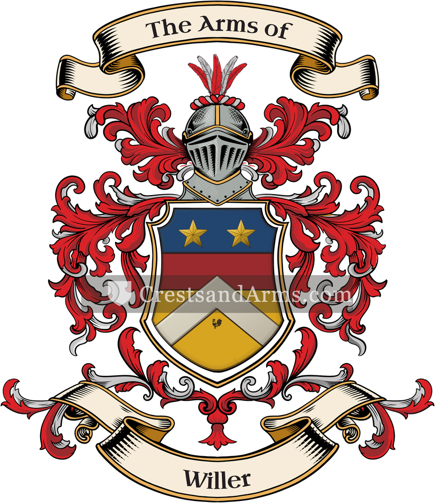 The Willer coat of arms, drawn from the recorded blazon
