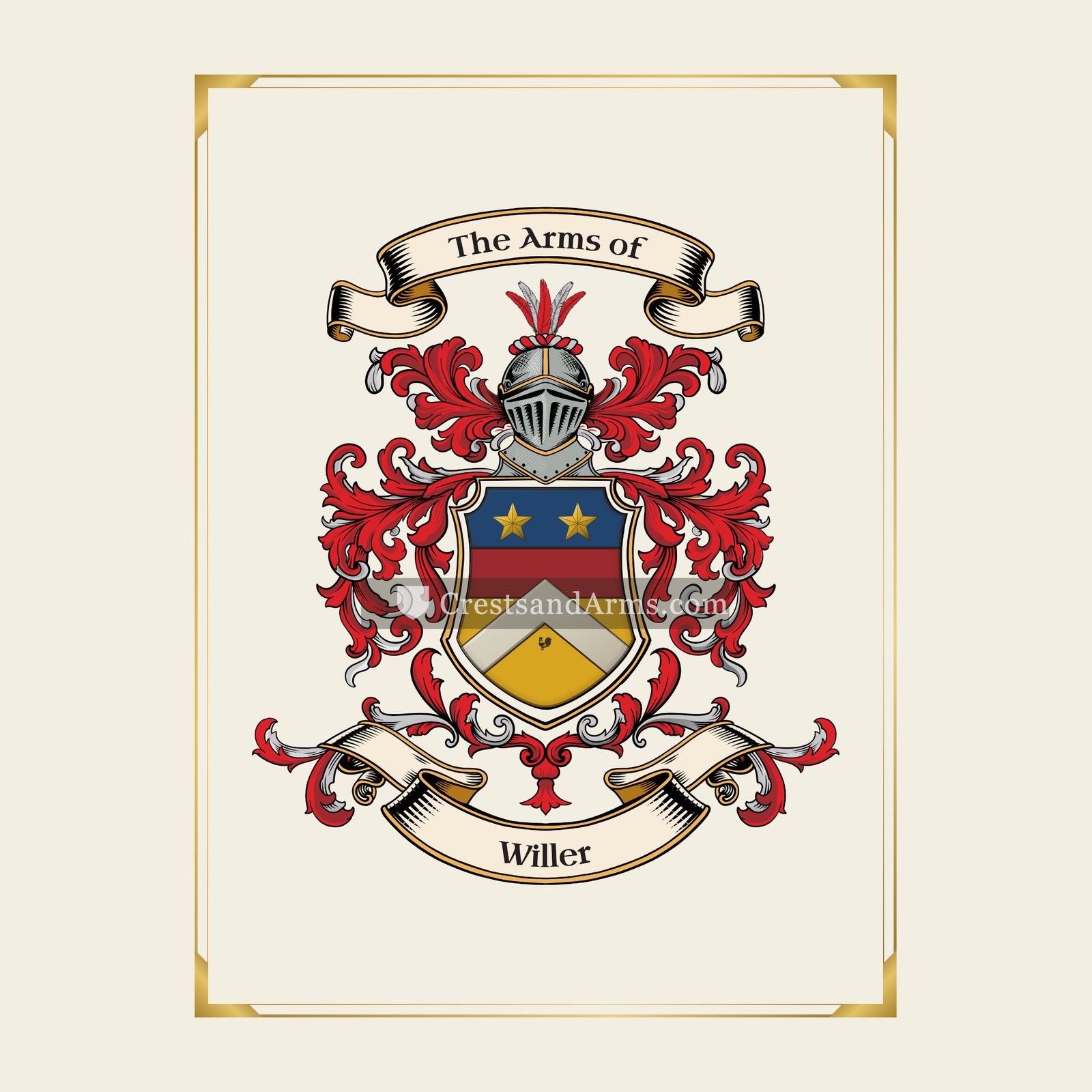 With gold border