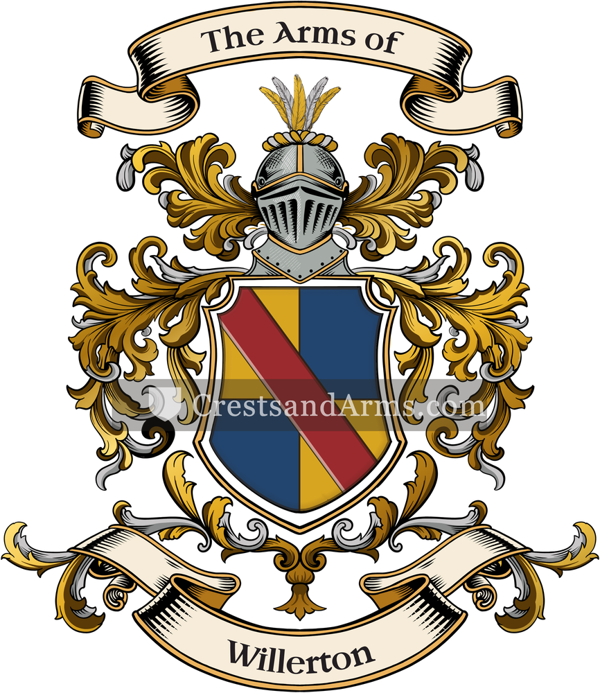 The Willerton coat of arms, drawn from the recorded blazon