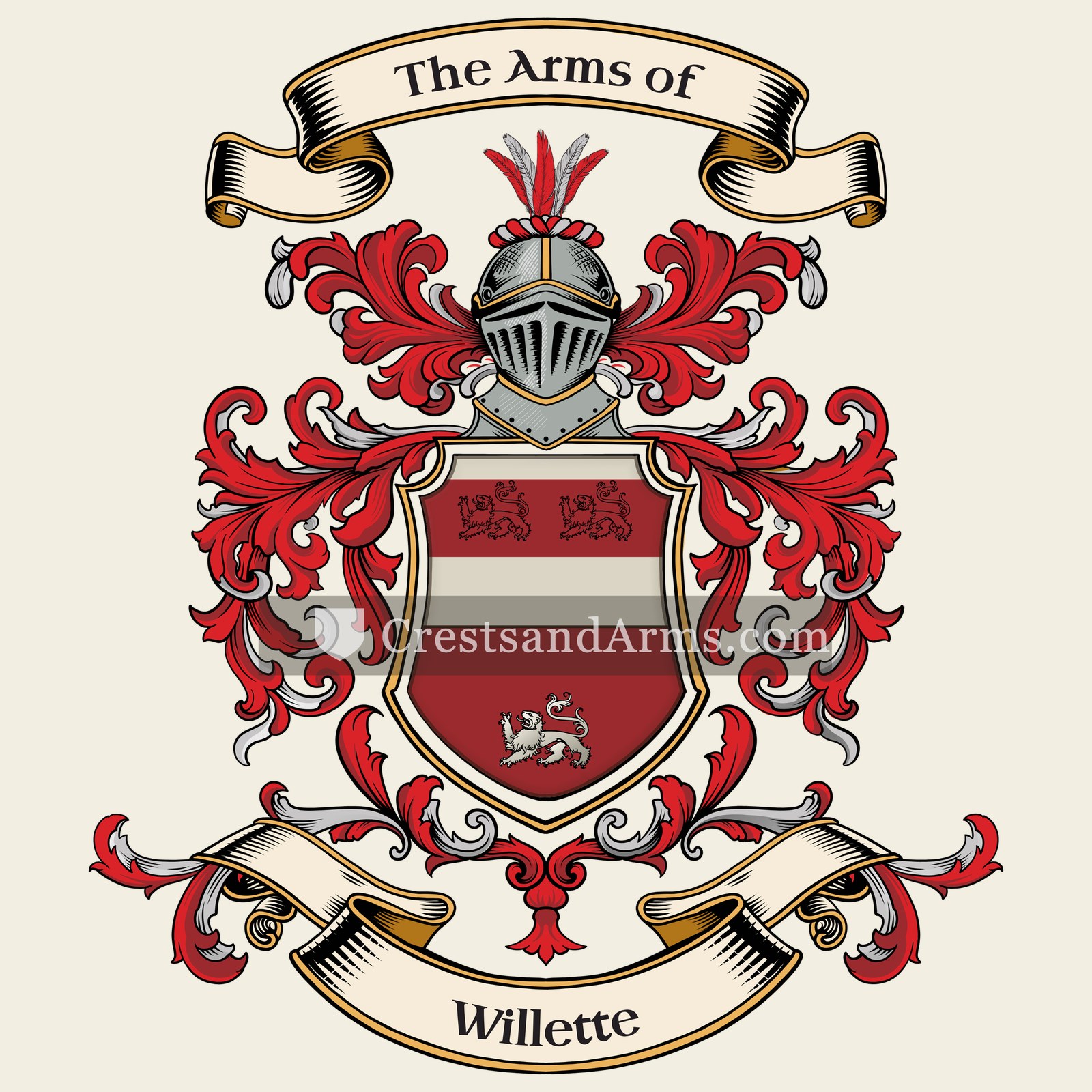 The Willette coat of arms, drawn from the recorded blazon