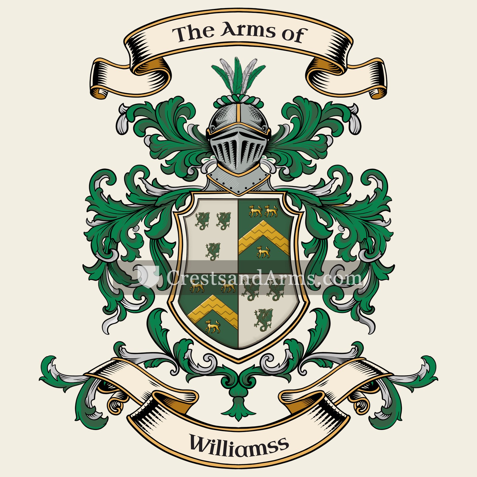 The Williamss coat of arms, drawn from the recorded blazon
