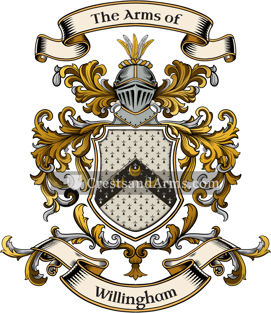 The Willingham coat of arms, drawn from the recorded blazon