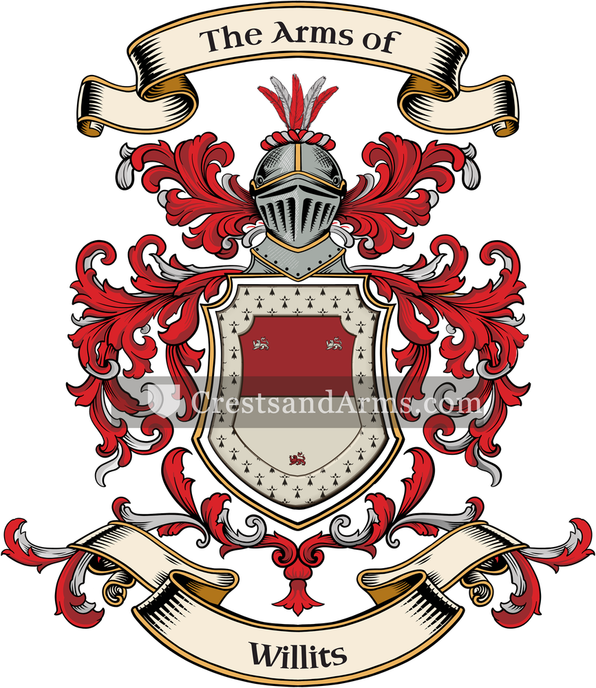 The Willits coat of arms, drawn from the recorded blazon