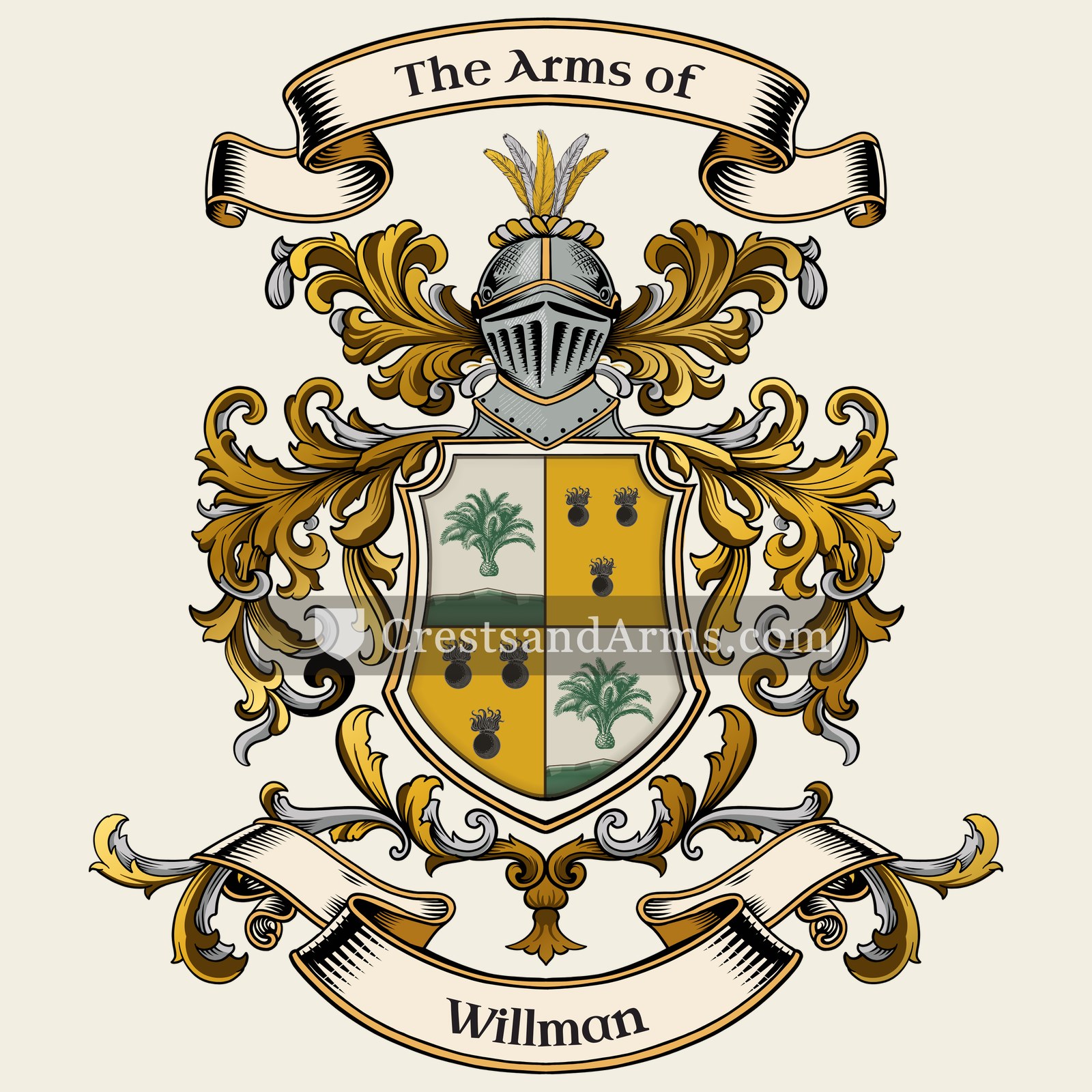 The Willman coat of arms, drawn from the recorded blazon