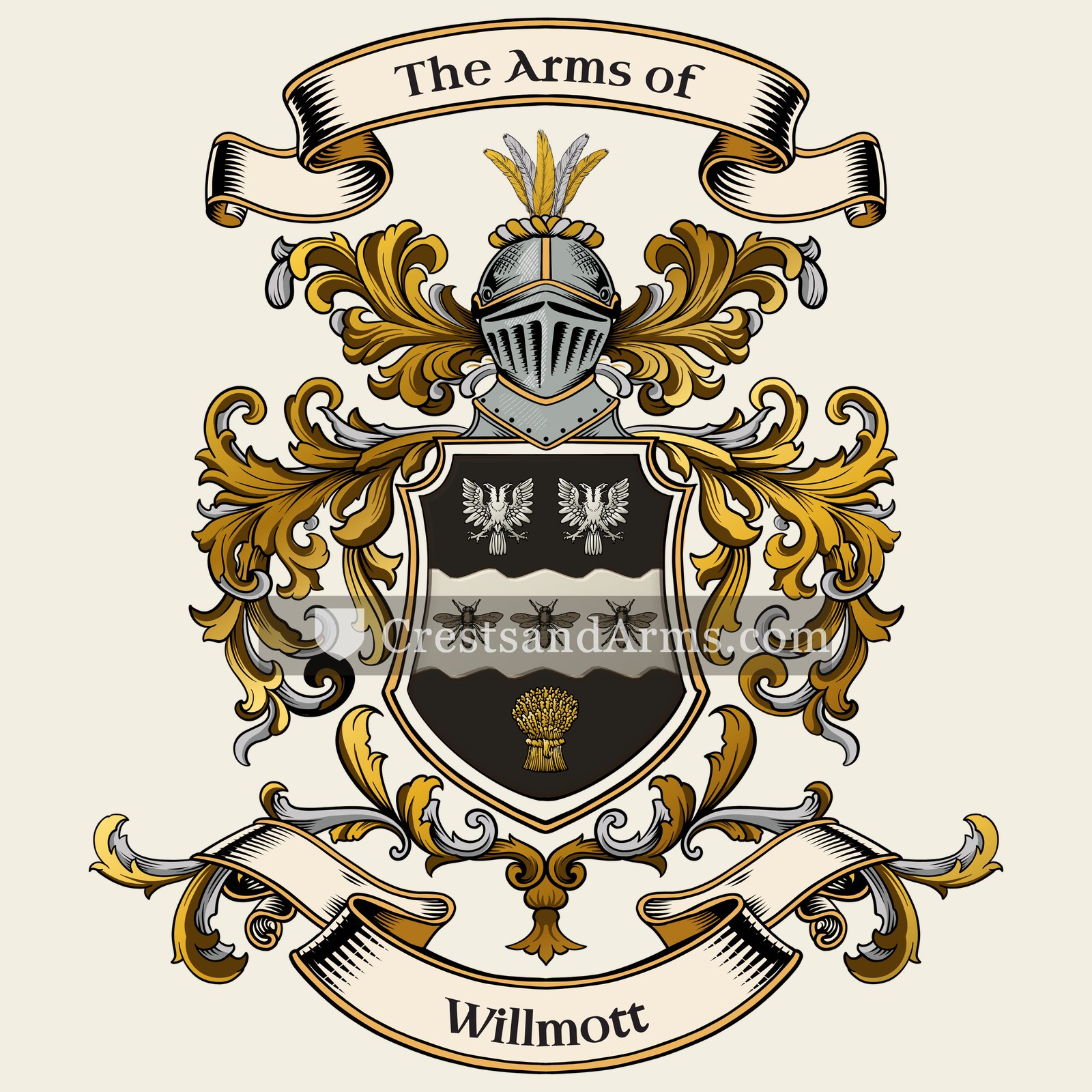 The Willmott coat of arms, drawn from the recorded blazon