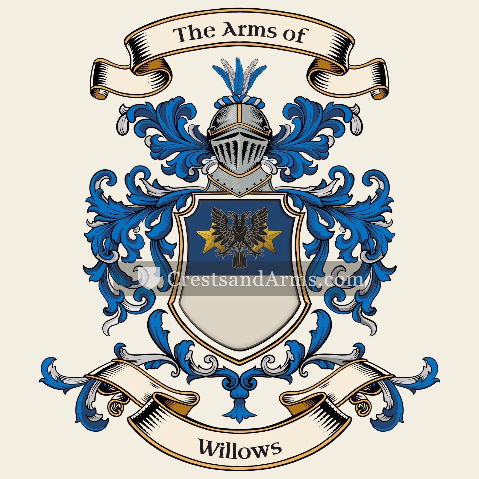 The Willows coat of arms, drawn from the recorded blazon