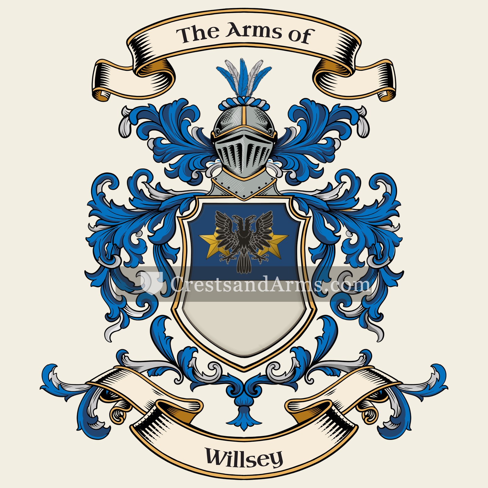 The Willsey coat of arms, drawn from the recorded blazon