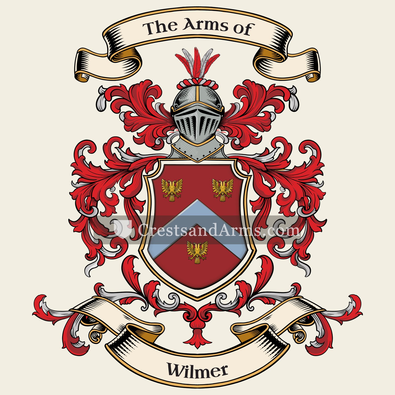 The Wilmer coat of arms, drawn from the recorded blazon