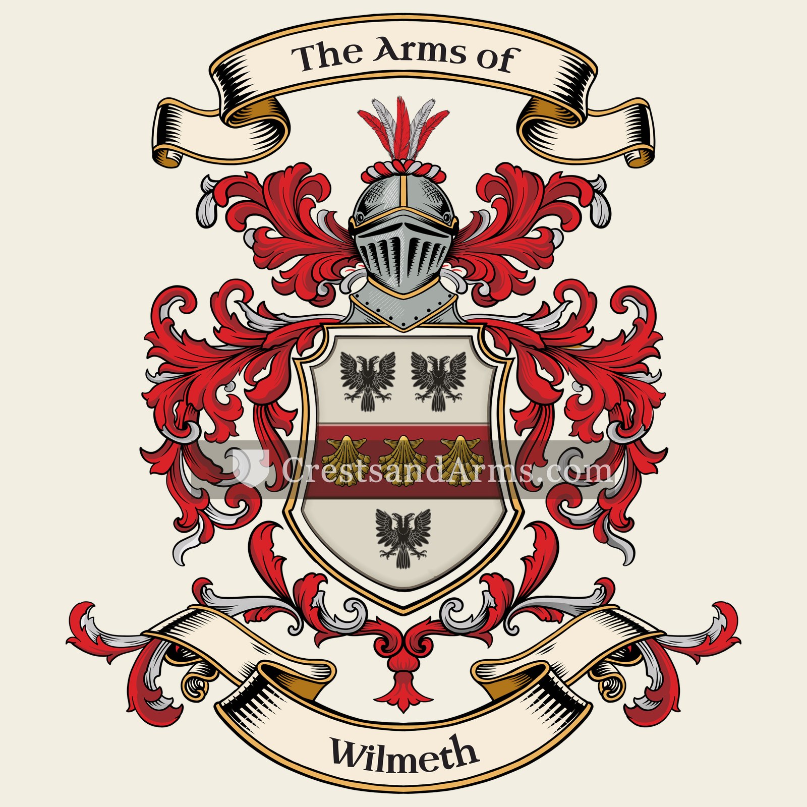 The Wilmeth coat of arms, drawn from the recorded blazon